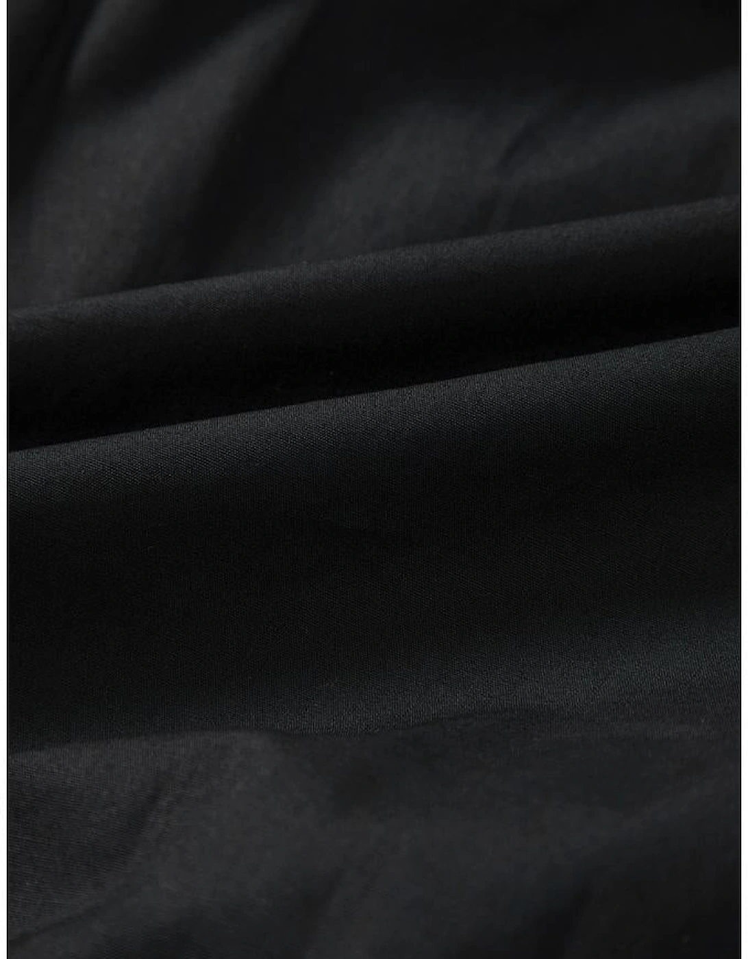 Black Shirt Style Button Down Puff Sleeve Ruffle Hem Dress