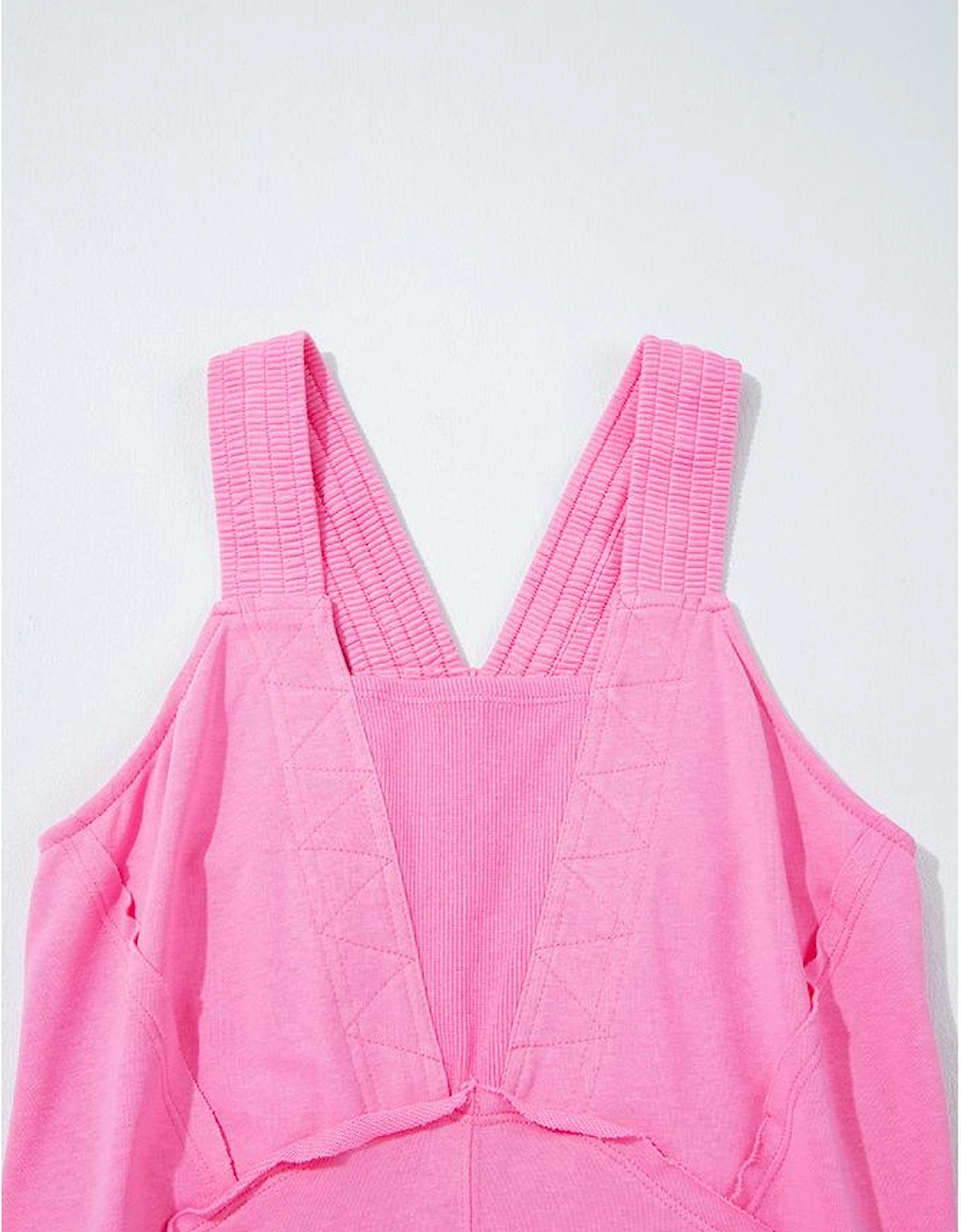 Bonbon Mineral Wash Raw Seam Patchwork Wide Leg Loose Jumpsuit