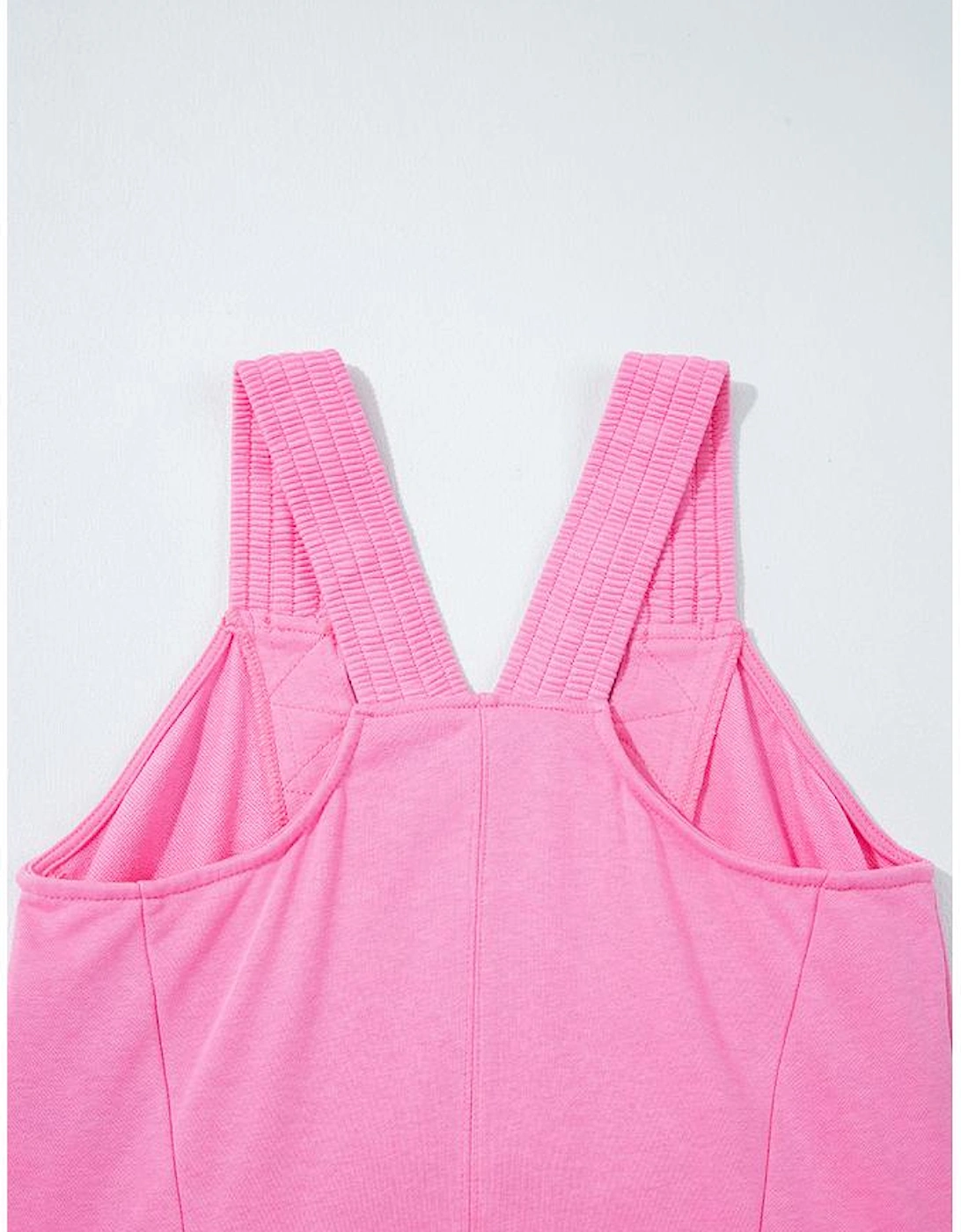 Bonbon Mineral Wash Raw Seam Patchwork Wide Leg Loose Jumpsuit