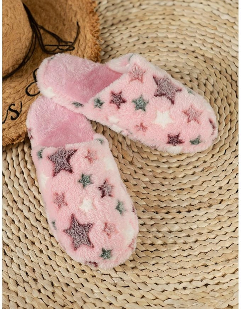 Azura Exchange Pink Star Pattern Plush Home Slippers