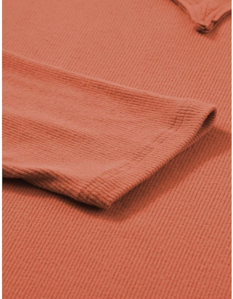 Gold Flame Plus Size Exposed Seam V Neck Long Sleeve Top