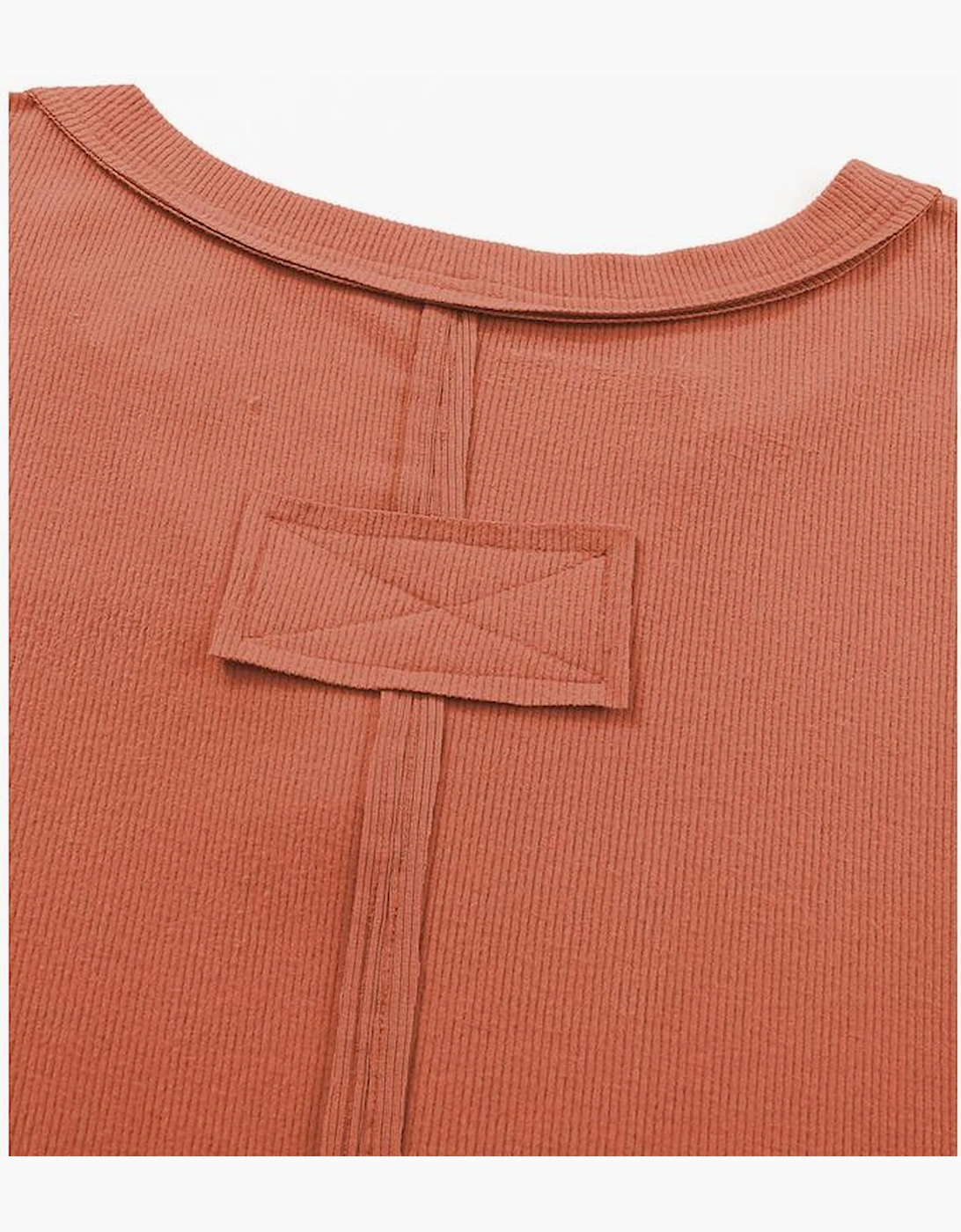 Gold Flame Plus Size Exposed Seam V Neck Long Sleeve Top