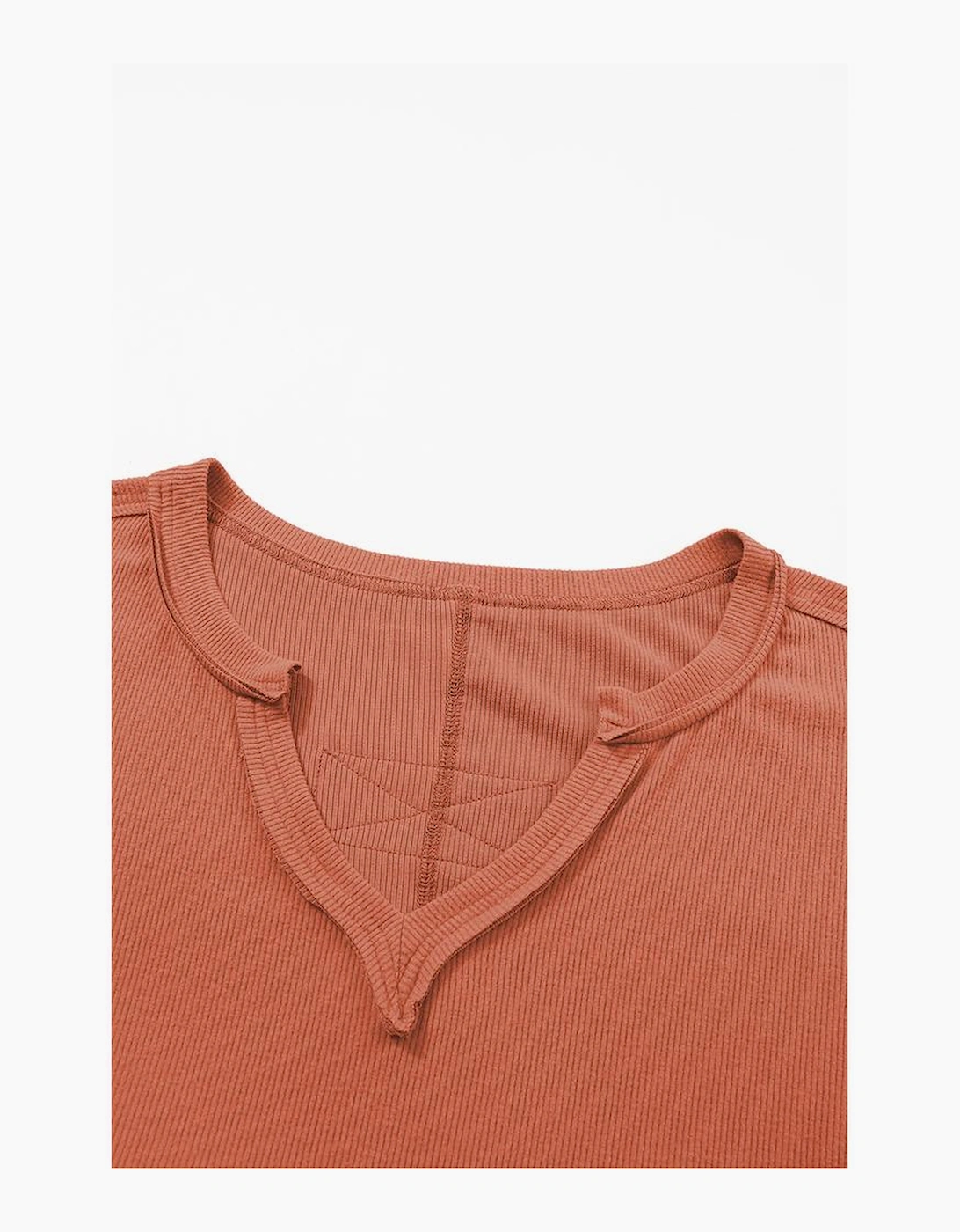 Gold Flame Plus Size Exposed Seam V Neck Long Sleeve Top