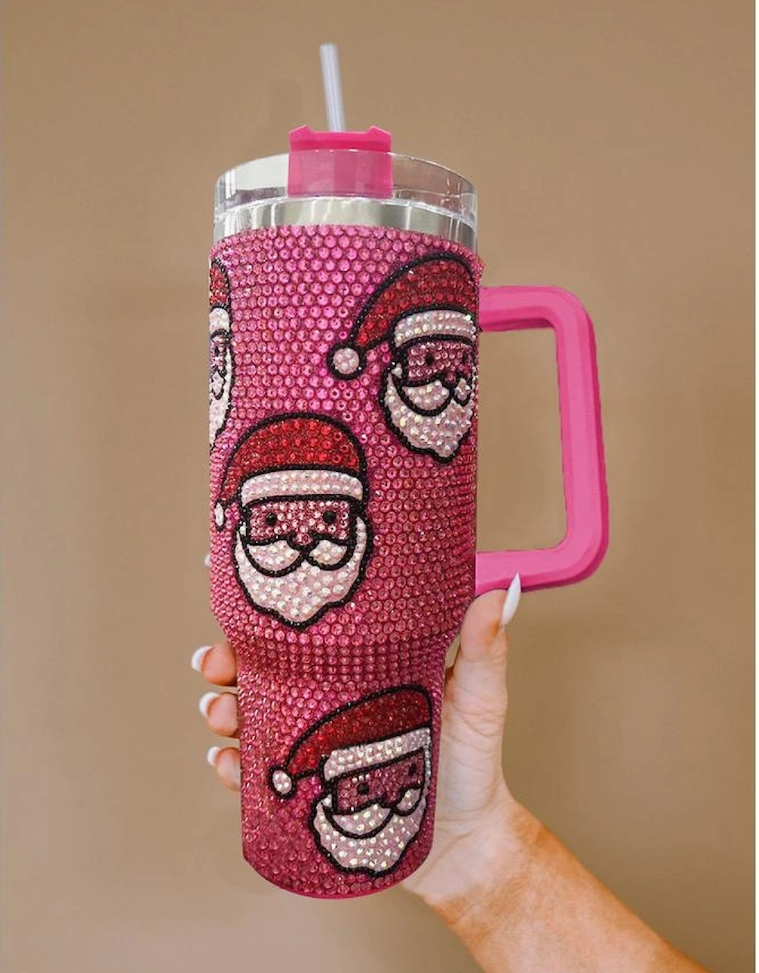 Azura Exchange Rose Red Christmas Santa Claus Diamond Thermos Cup with Straw