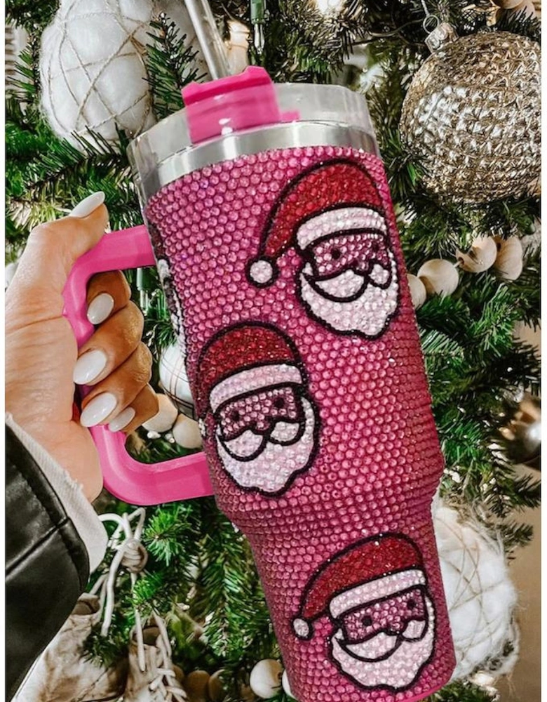 Azura Exchange Rose Red Christmas Santa Claus Diamond Thermos Cup with Straw
