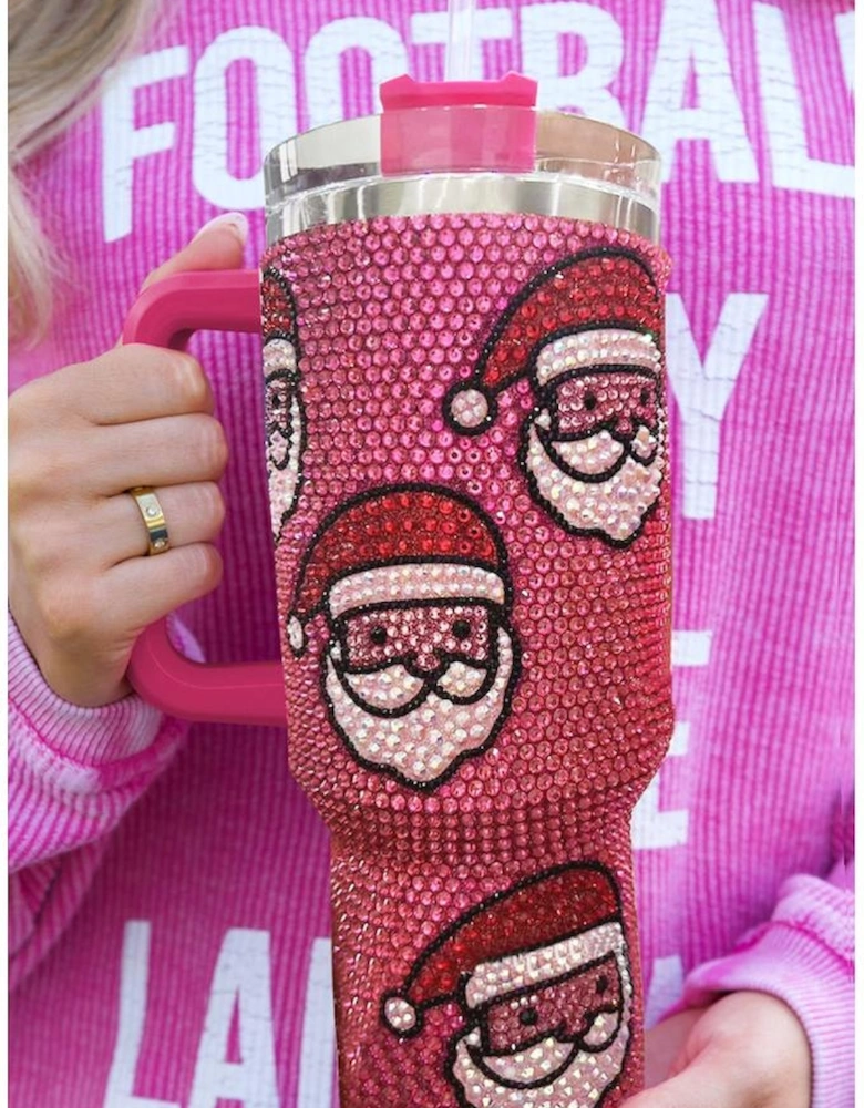 Azura Exchange Rose Red Christmas Santa Claus Diamond Thermos Cup with Straw