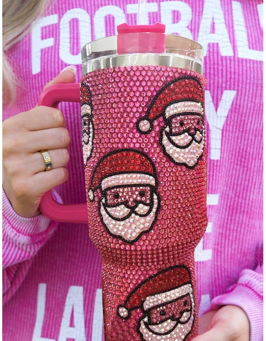 Azura Exchange Rose Red Christmas Santa Claus Diamond Thermos Cup with Straw