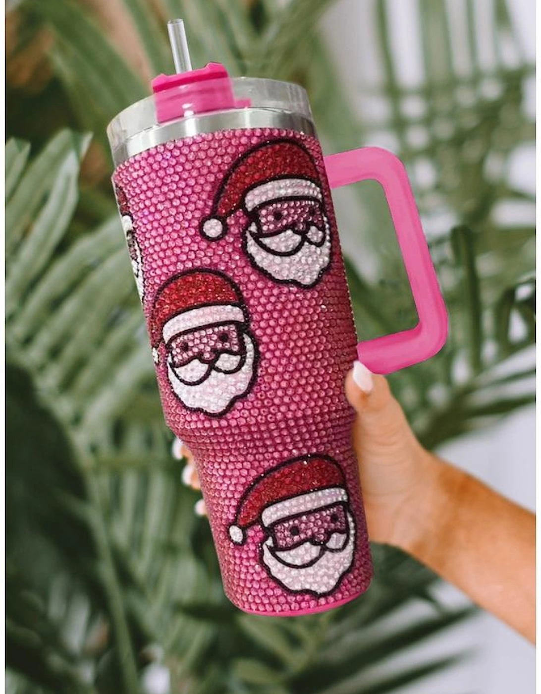 Azura Exchange Rose Red Christmas Santa Claus Diamond Thermos Cup with Straw, 5 of 4