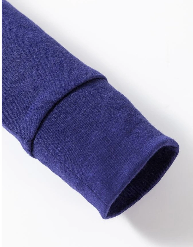 Blue Solid Top and Christmas Pants Two Piece Lounge Set