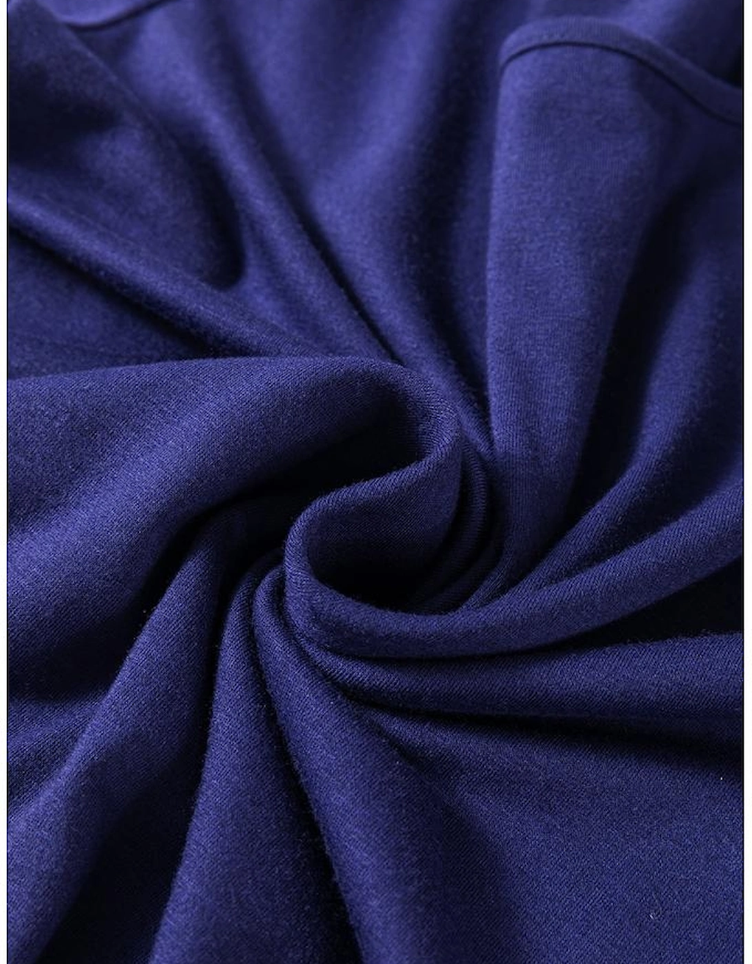 Blue Solid Top and Christmas Pants Two Piece Lounge Set