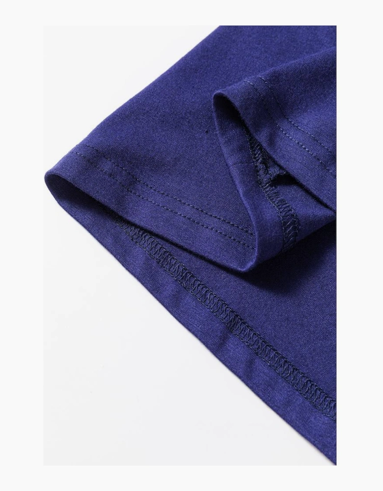 Blue Solid Top and Christmas Pants Two Piece Lounge Set