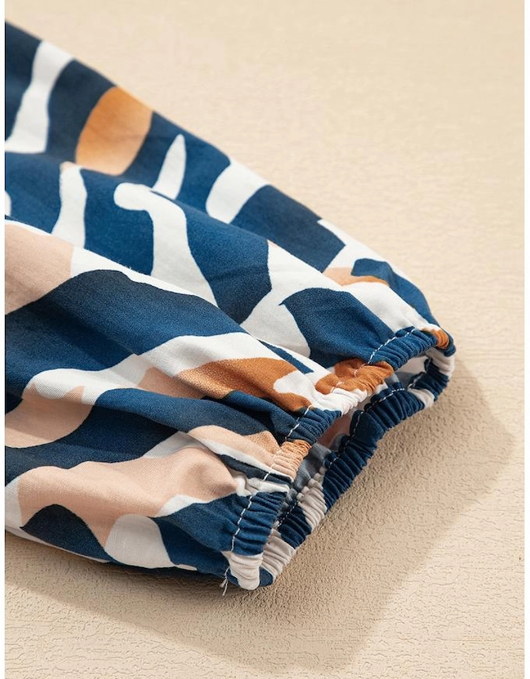 Blue Zebra Print Tied Front Puff Sleeve Top