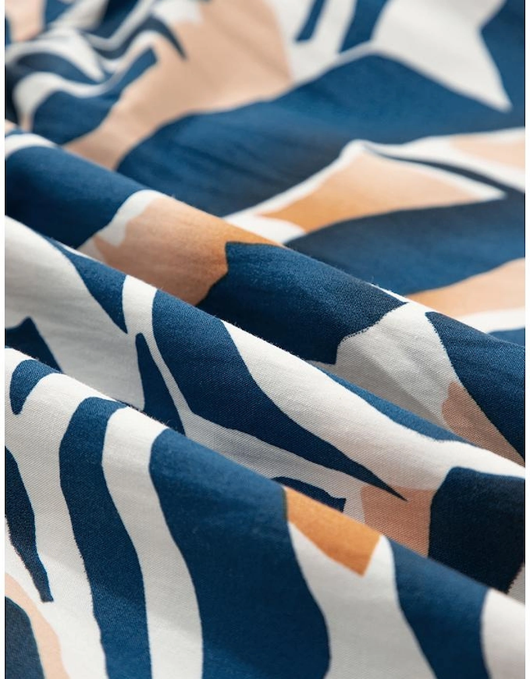 Blue Zebra Print Tied Front Puff Sleeve Top