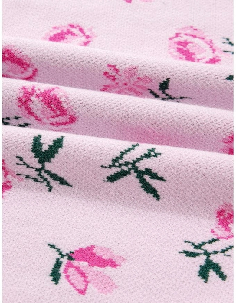 Delicacy Sweet Floral Print Drop Shoulder Cropped Sweater