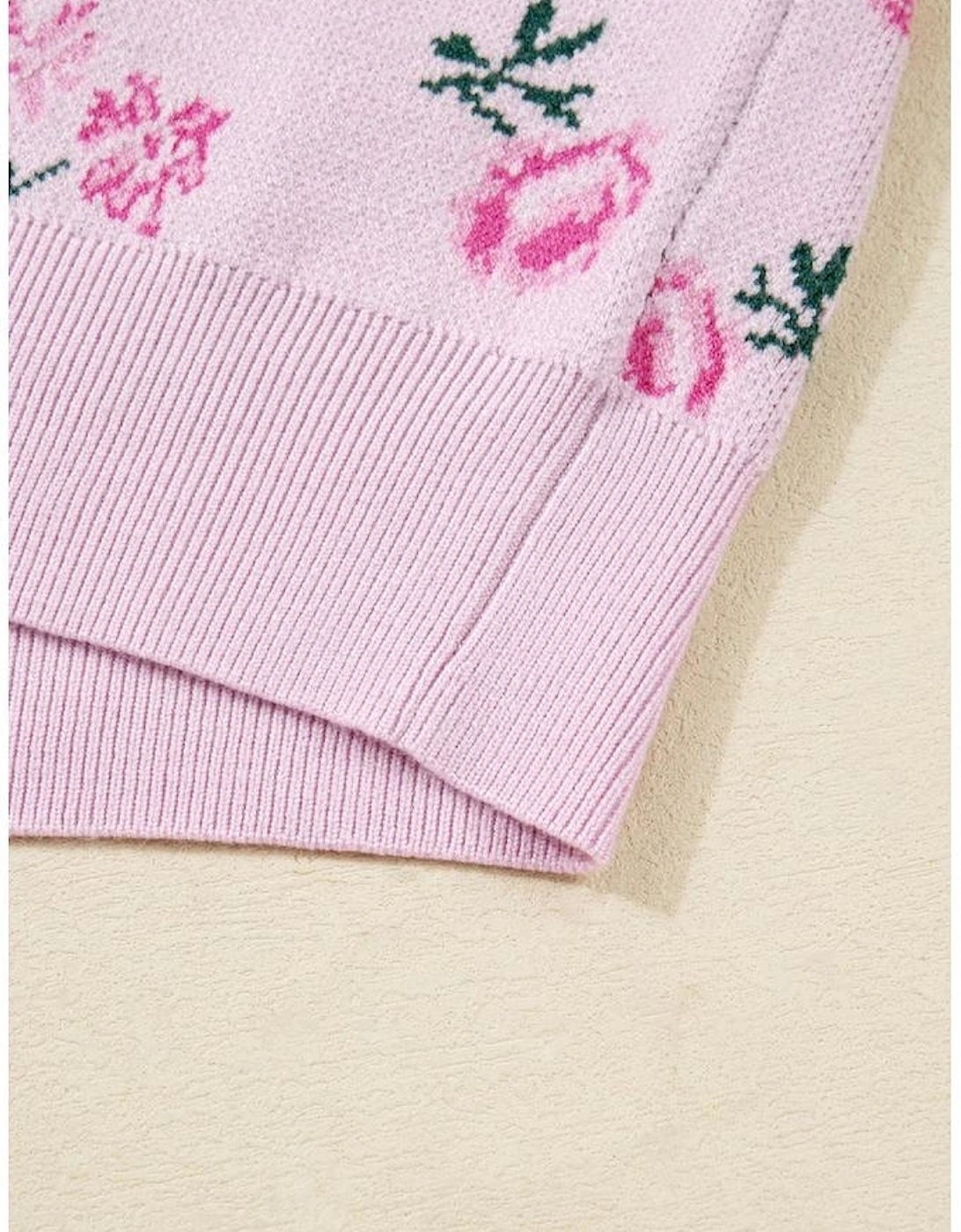 Delicacy Sweet Floral Print Drop Shoulder Cropped Sweater