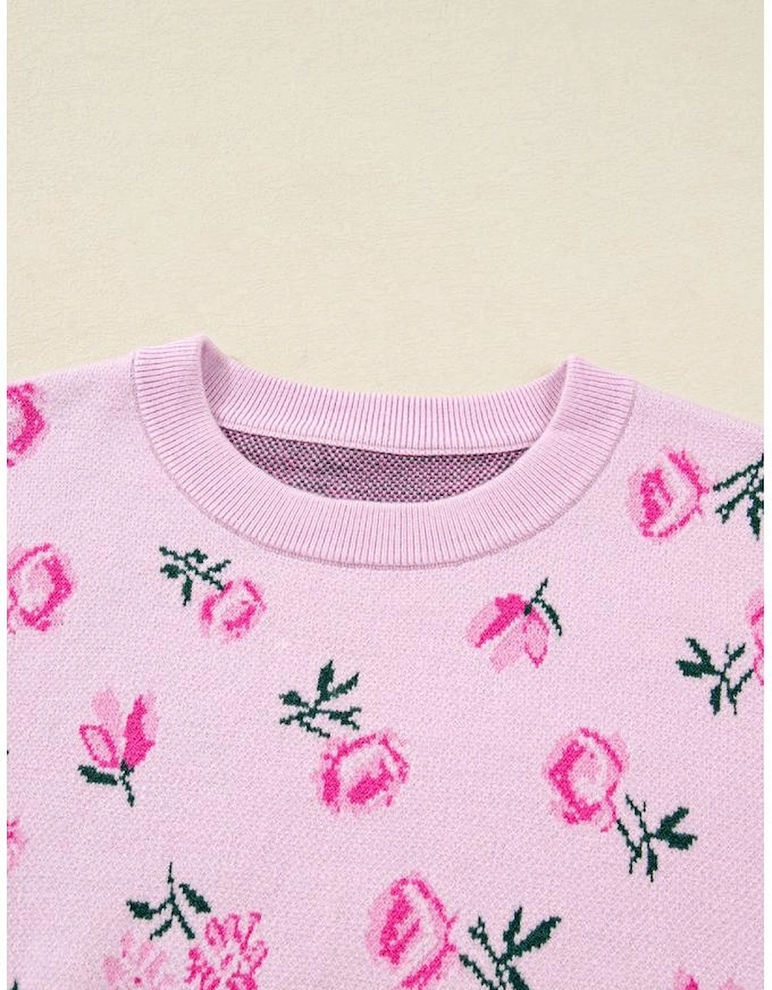 Delicacy Sweet Floral Print Drop Shoulder Cropped Sweater