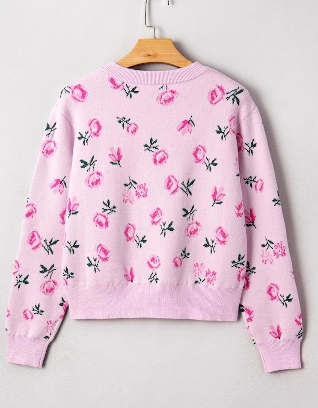 Delicacy Sweet Floral Print Drop Shoulder Cropped Sweater
