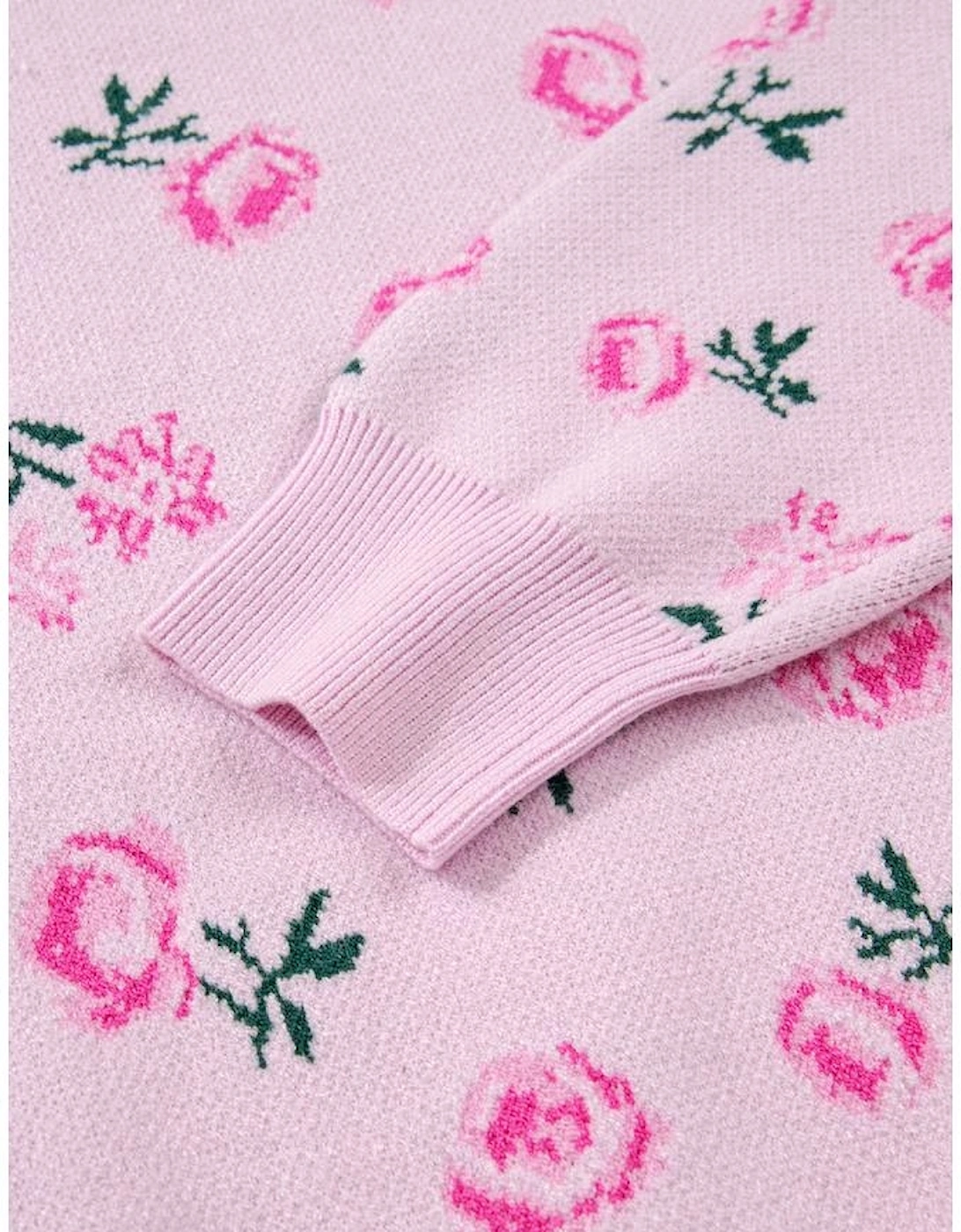 Delicacy Sweet Floral Print Drop Shoulder Cropped Sweater