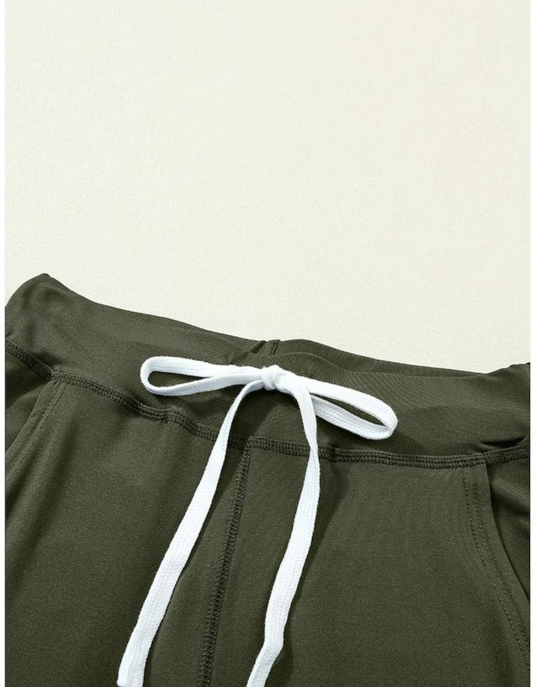 Moss Green Drawstring Waist Pocketed Joggers