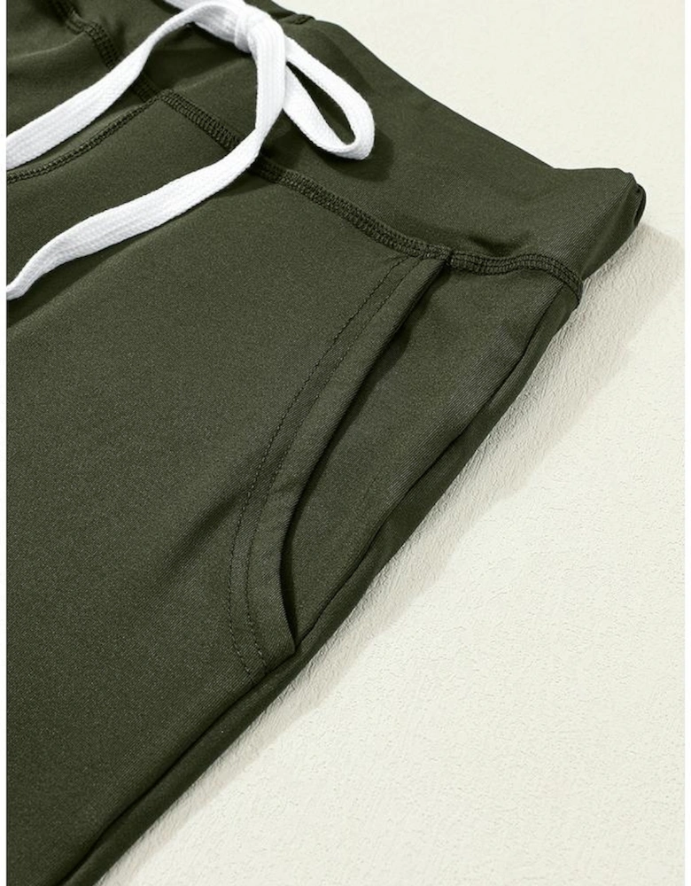 Moss Green Drawstring Waist Pocketed Joggers