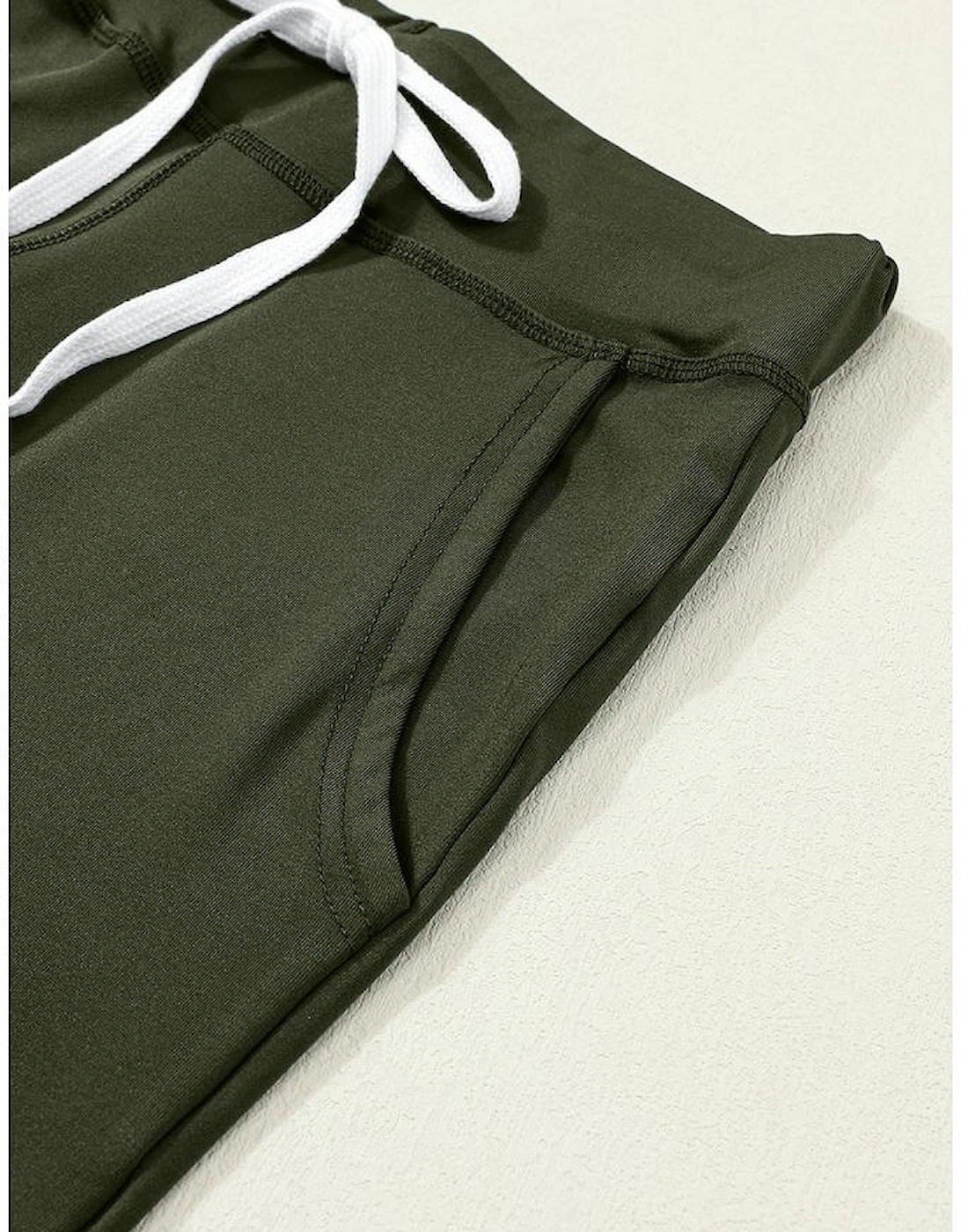 Moss Green Drawstring Waist Pocketed Joggers