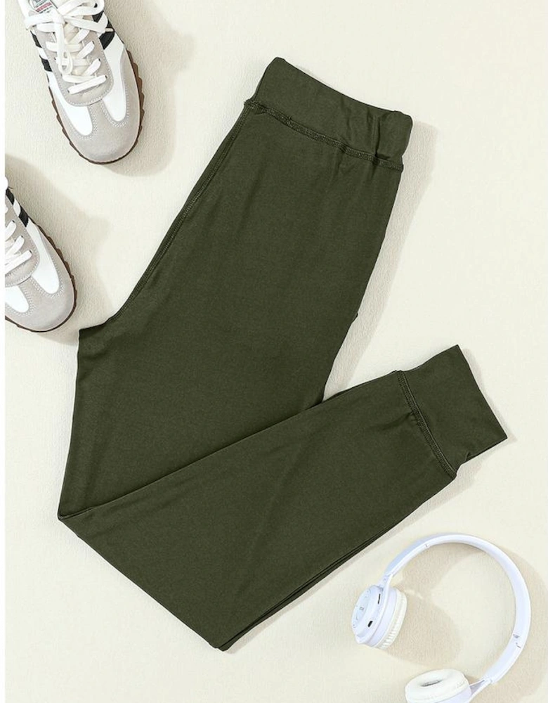 Moss Green Drawstring Waist Pocketed Joggers