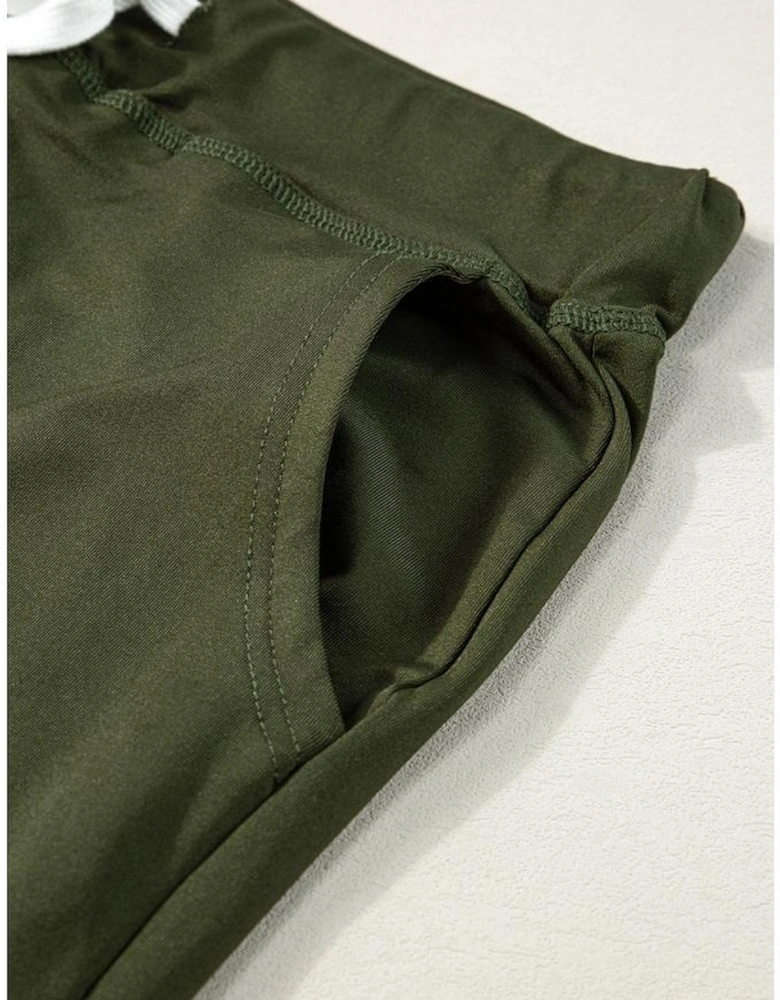 Moss Green Drawstring Waist Pocketed Joggers