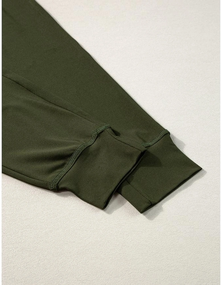 Moss Green Drawstring Waist Pocketed Joggers