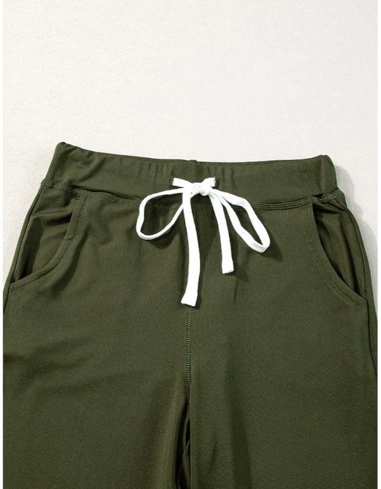 Moss Green Drawstring Waist Pocketed Joggers