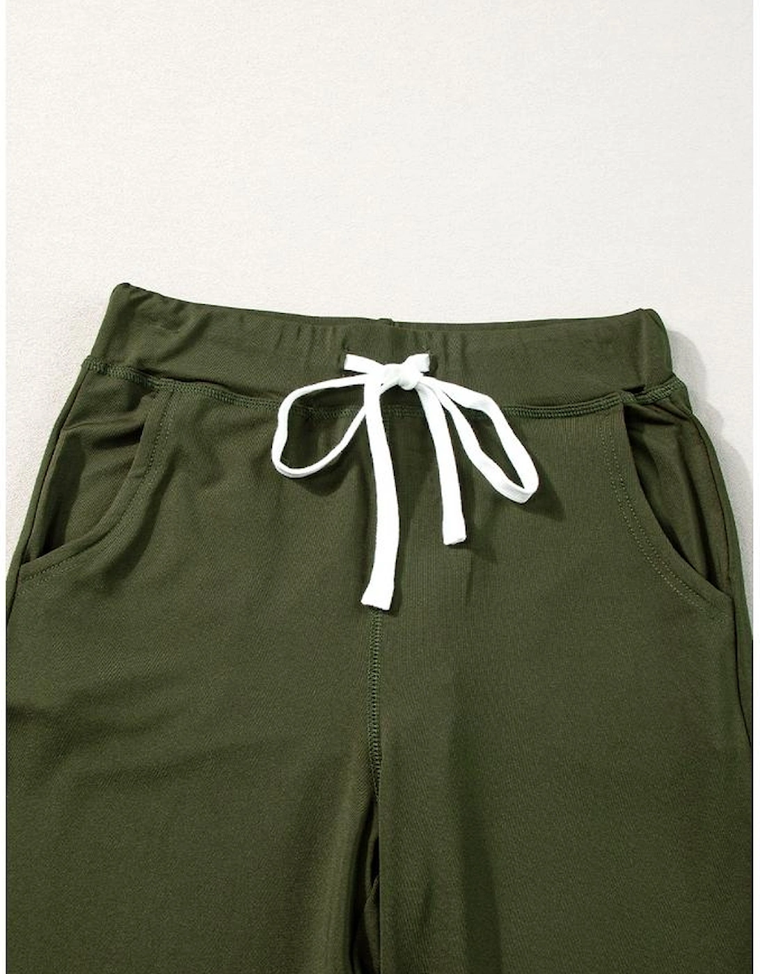 Moss Green Drawstring Waist Pocketed Joggers