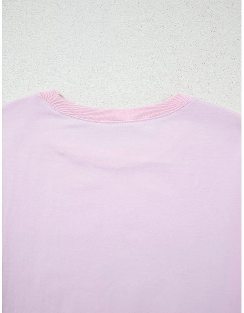 Light Pink Flag Bow Graphic Crewneck Tee