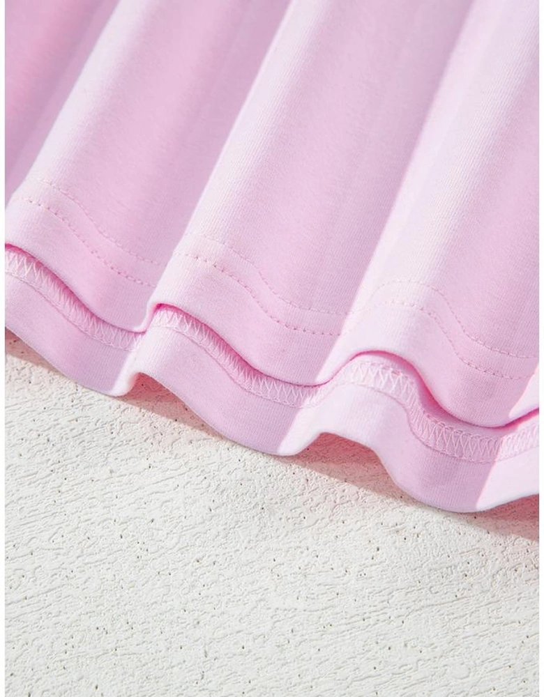 Light Pink Flag Bow Graphic Crewneck Tee