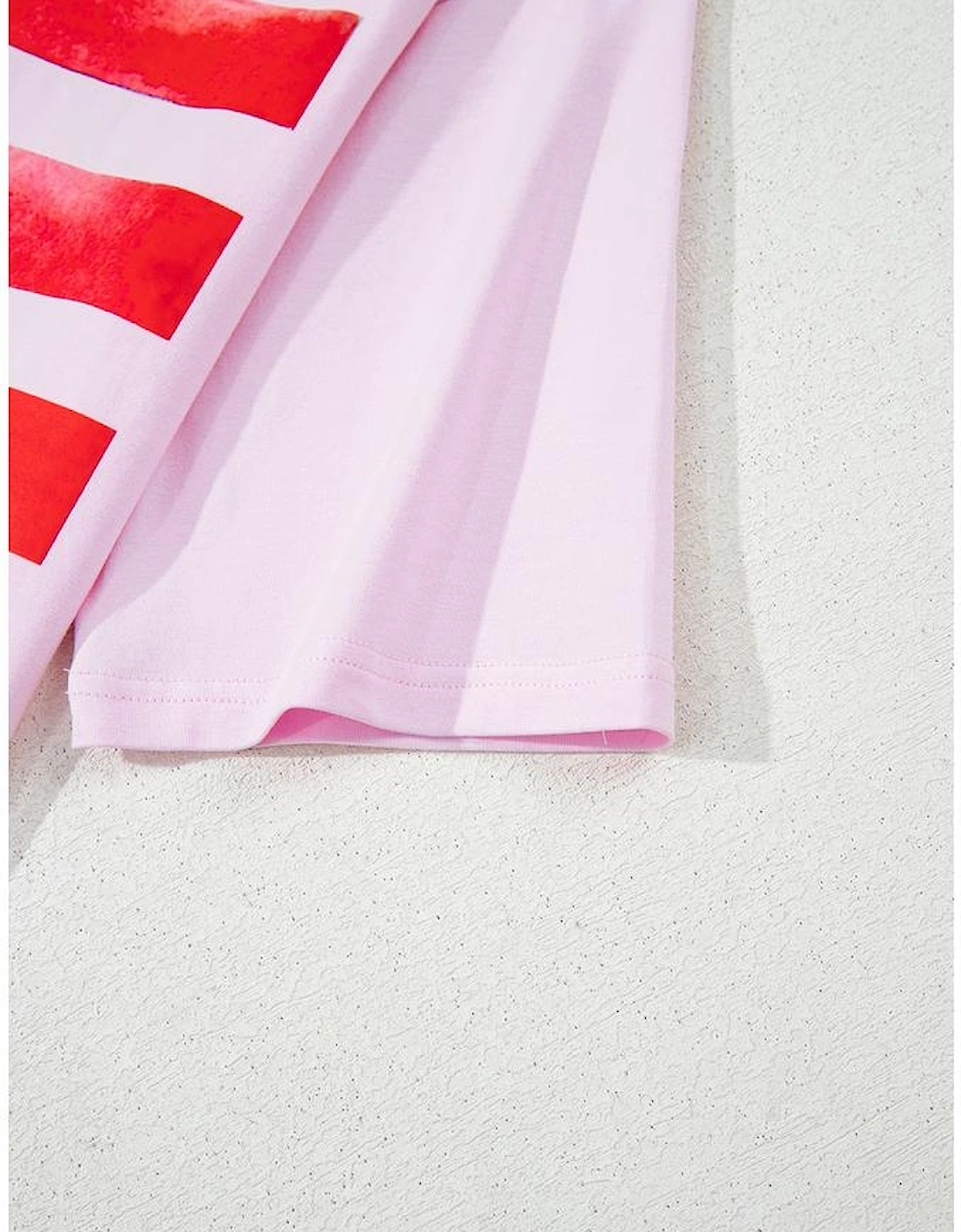 Light Pink Flag Bow Graphic Crewneck Tee