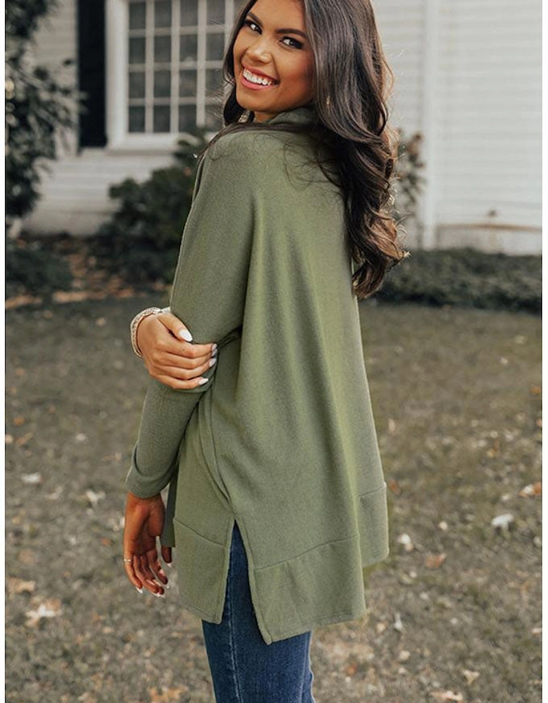 Jungle Green Cowl Neck Shift Tunic Top
