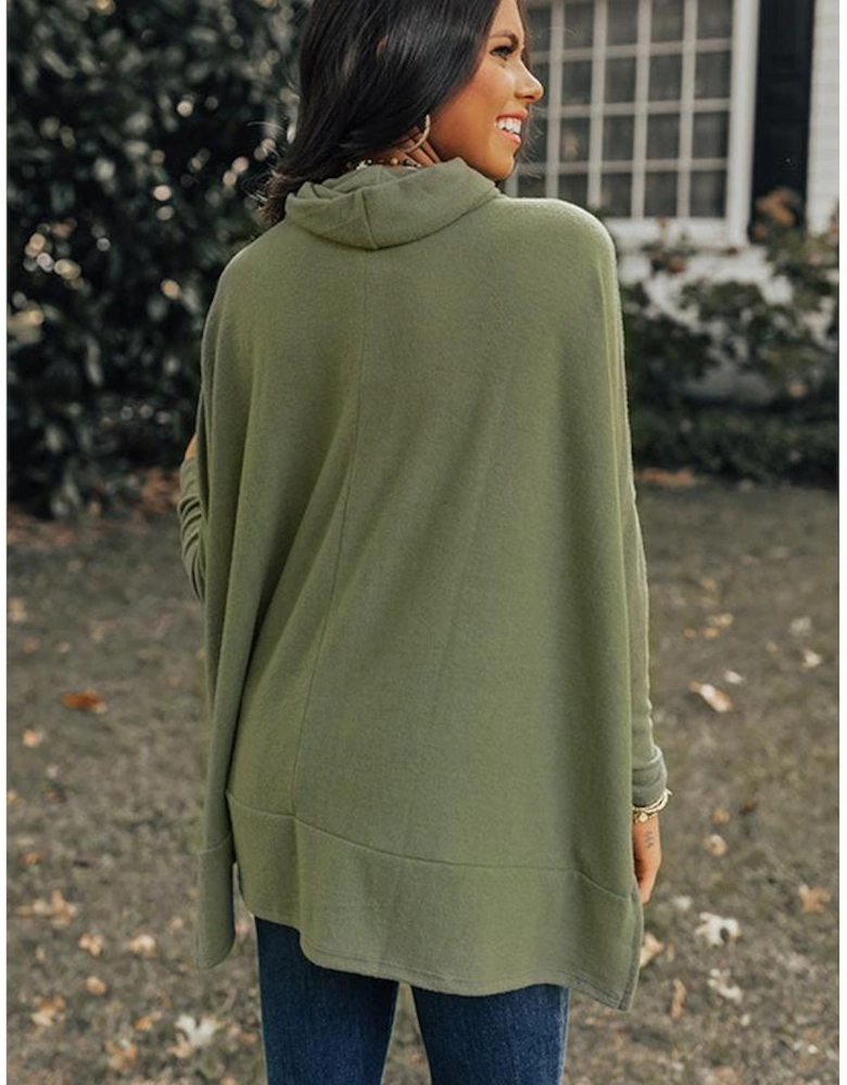 Jungle Green Cowl Neck Shift Tunic Top