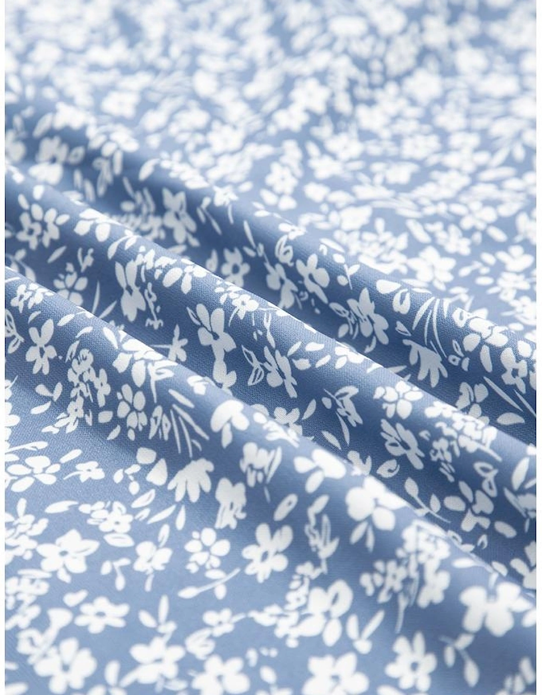 Sky Blue Boho Floral High Waist Long Skirt with Side Split