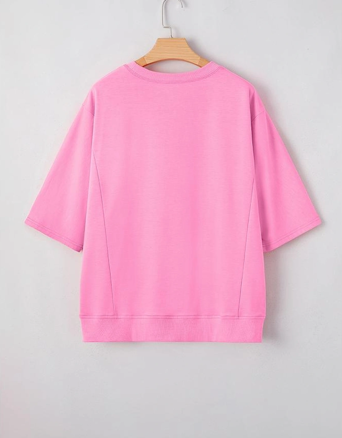 Sachet Pink Floral Patched Half Sleeve Tunic Top