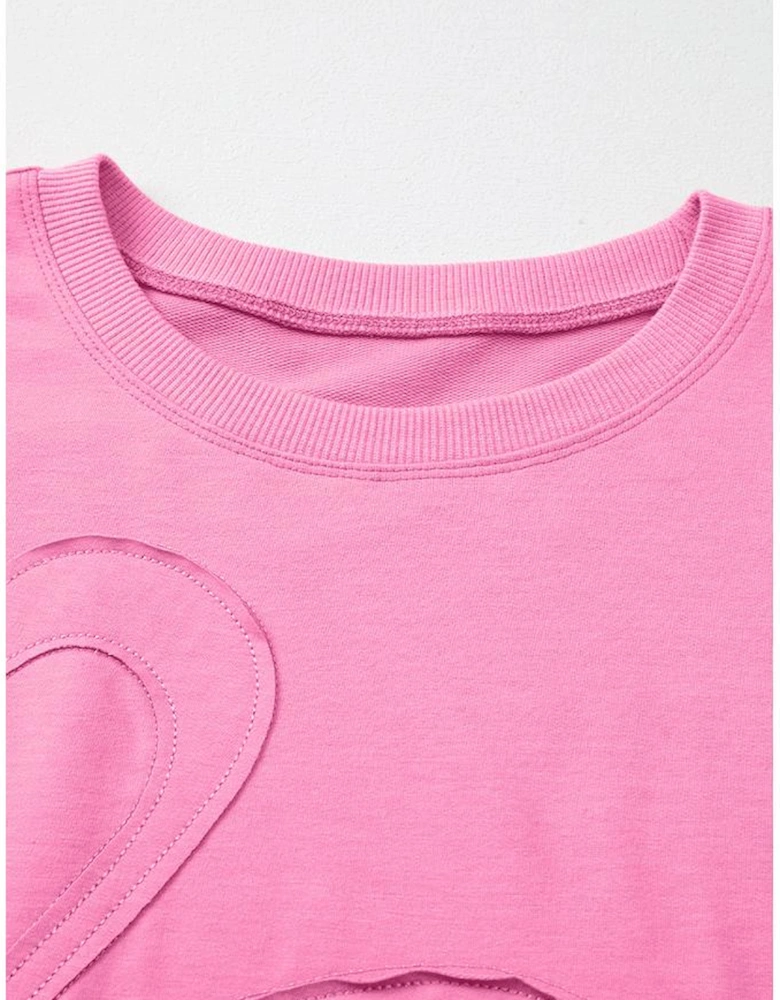 Sachet Pink Floral Patched Half Sleeve Tunic Top