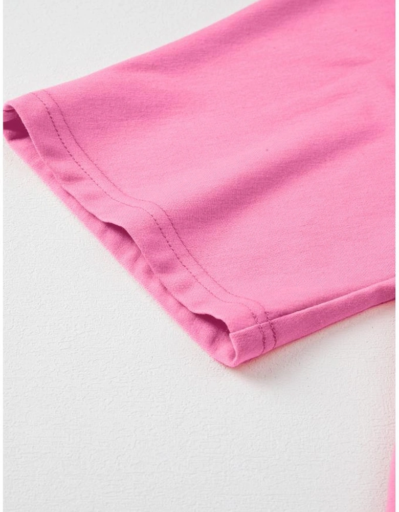 Sachet Pink Floral Patched Half Sleeve Tunic Top