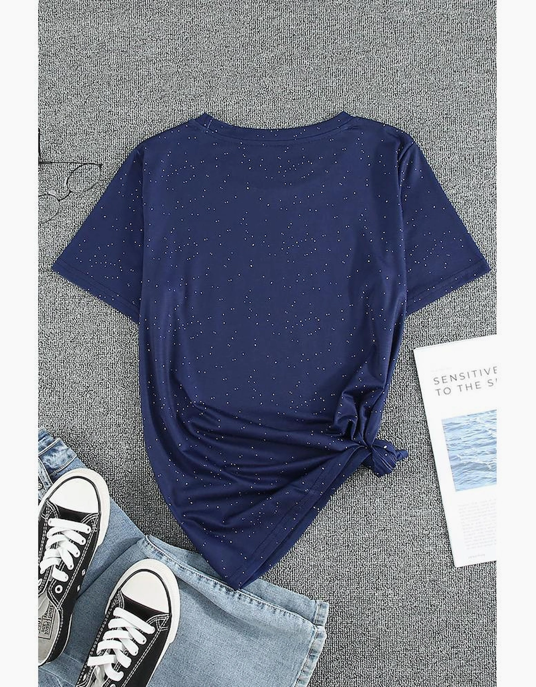 Blue God Bless the USA Print Tie Dye T-Shirt