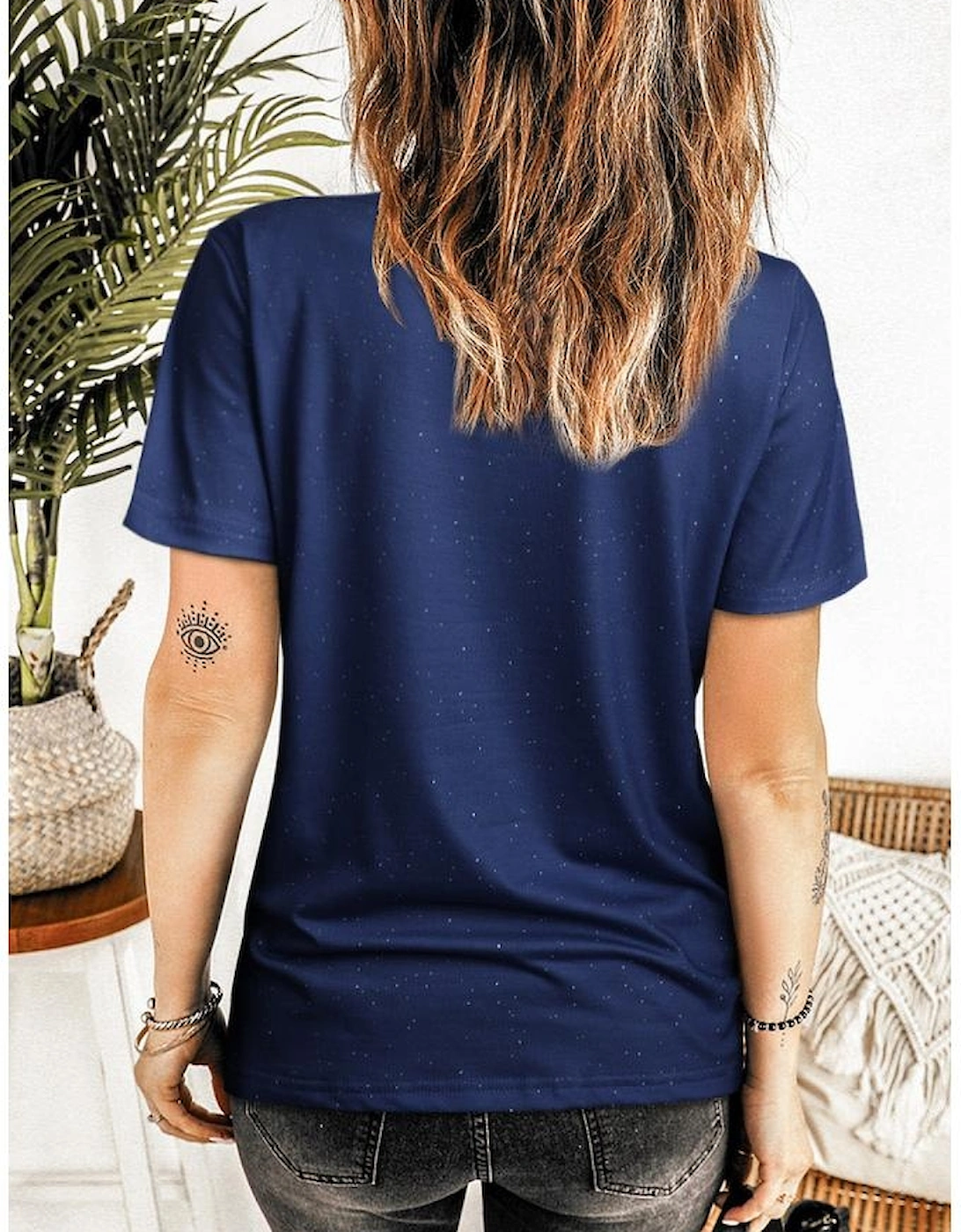 Blue God Bless the USA Print Tie Dye T-Shirt