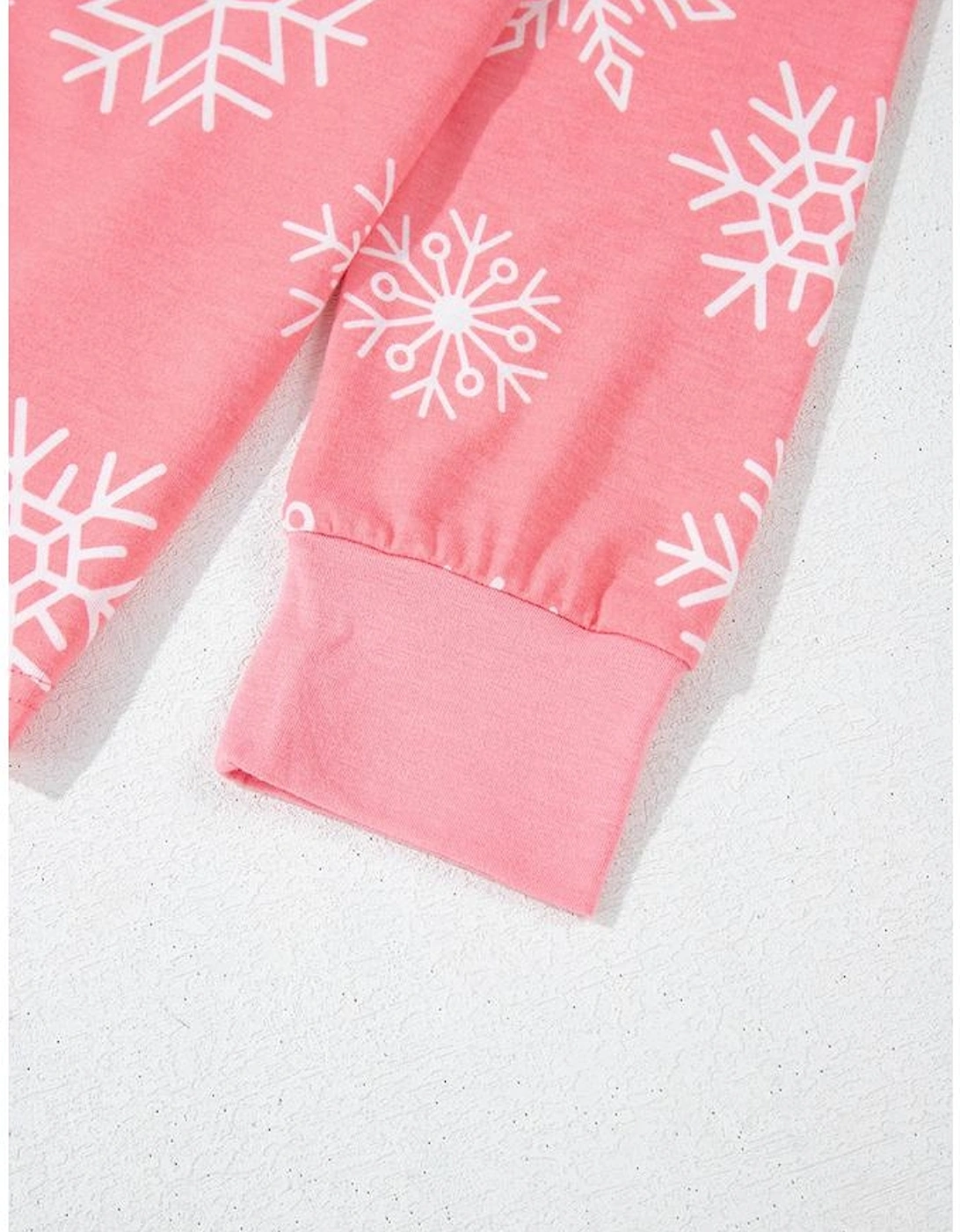 Pink Christmas Snowflake Print Two Piece Loungewear
