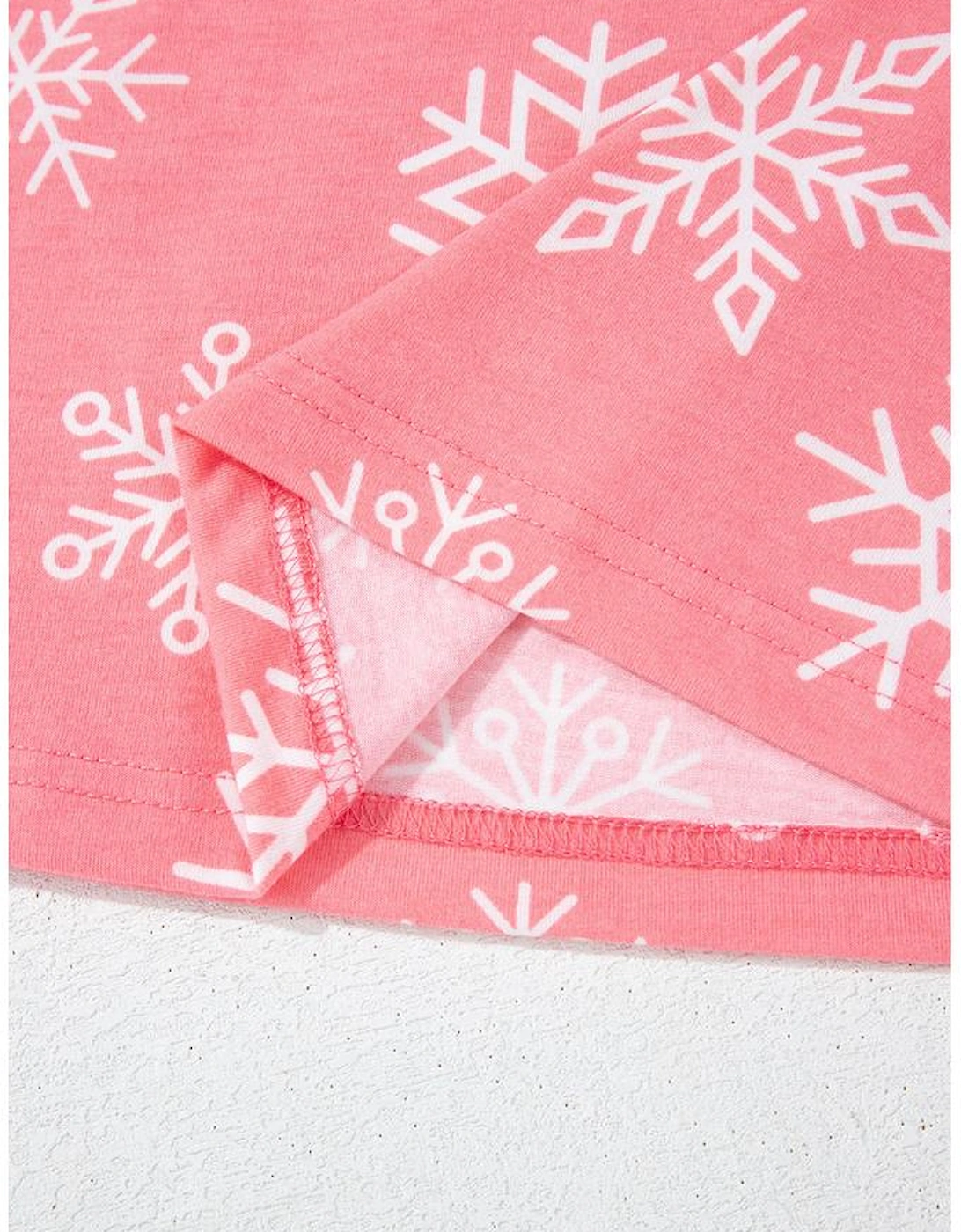 Pink Christmas Snowflake Print Two Piece Loungewear