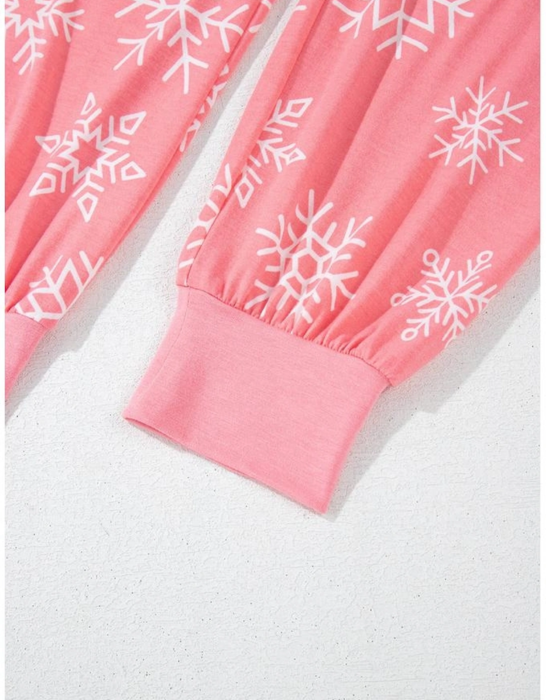 Pink Christmas Snowflake Print Two Piece Loungewear