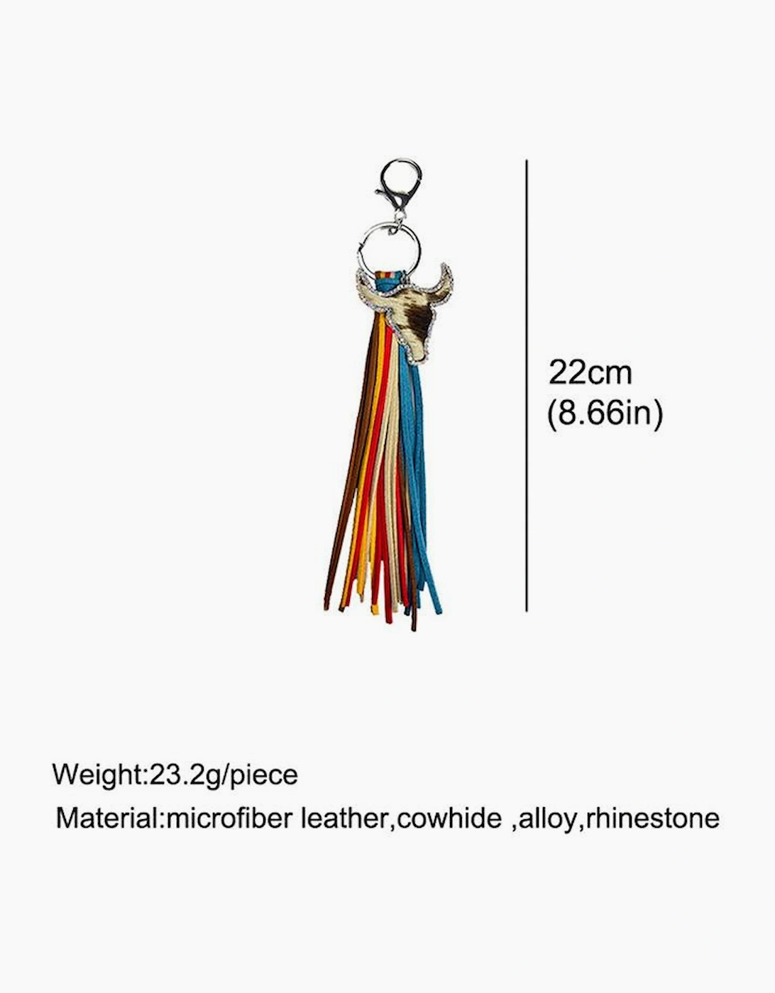 Philippine Gray Rhinestone Steer Head Colorful Tassel Key Ring, 4 of 3