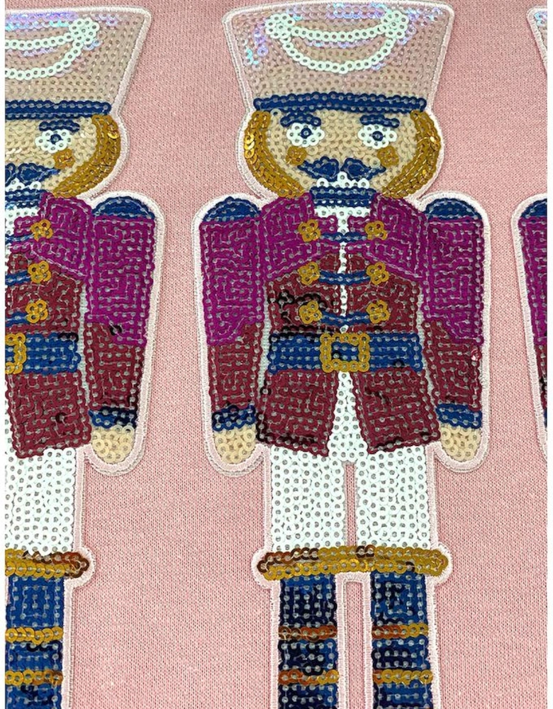 Pink Christmas Nutcracker Graphic Pullover Sweatshirt