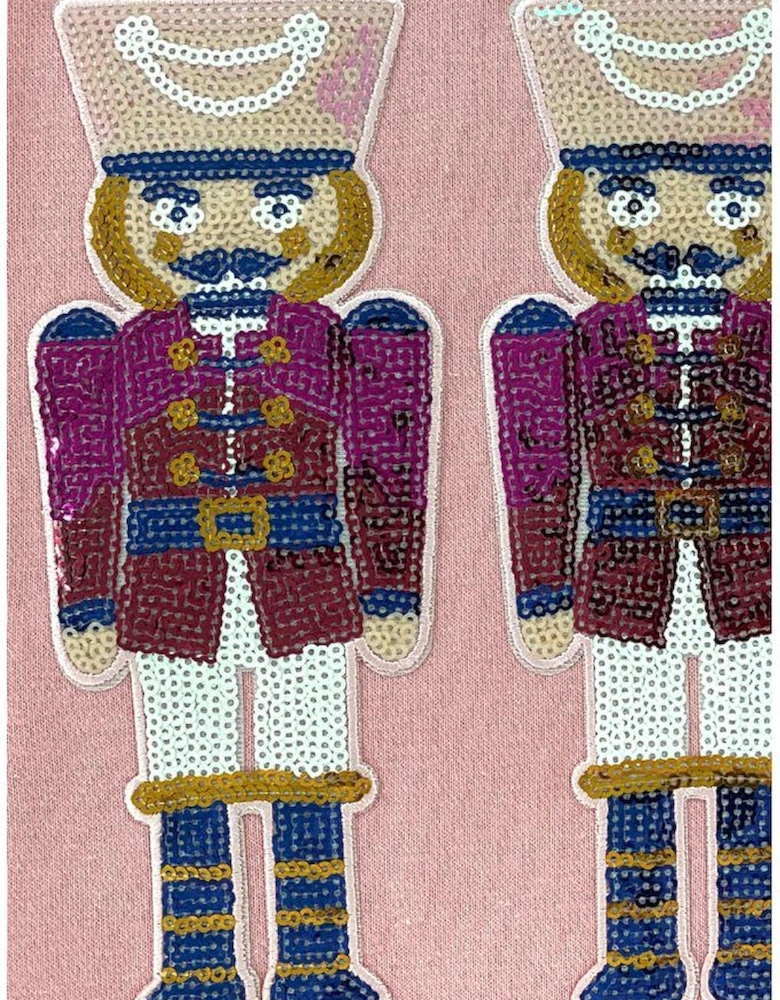 Pink Christmas Nutcracker Graphic Pullover Sweatshirt