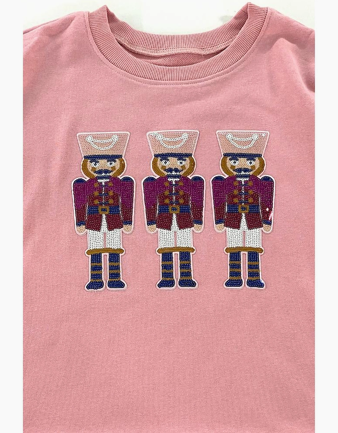 Pink Christmas Nutcracker Graphic Pullover Sweatshirt