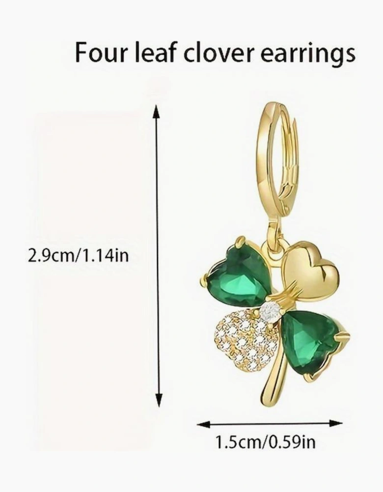 Gold Gorgeous Gem St. Patricks 4-leaf Clover Earrings