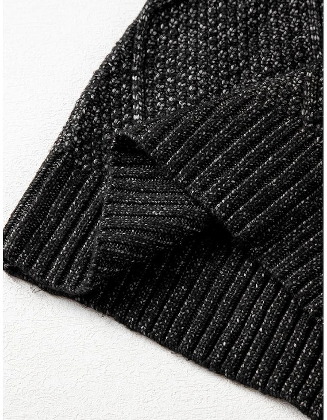 Black Cable Knit Drop Shoulder Loose Fit Sweater Dress